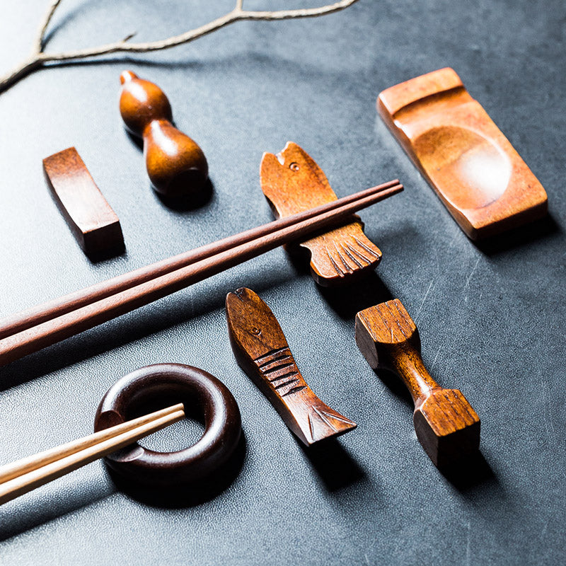 Japanese Style Wooden Chopsticks & Spoon Rest Holder