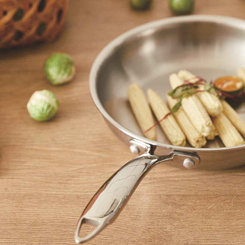 Thick Stainless Steel Non-coated Frying Pan