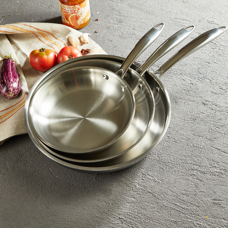 Thick Stainless Steel Non-coated Frying Pan