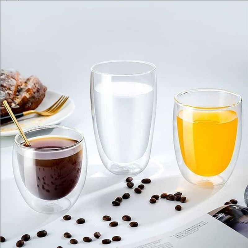Creative Egg Shaped Double Layer Insulated Glass Cup Set