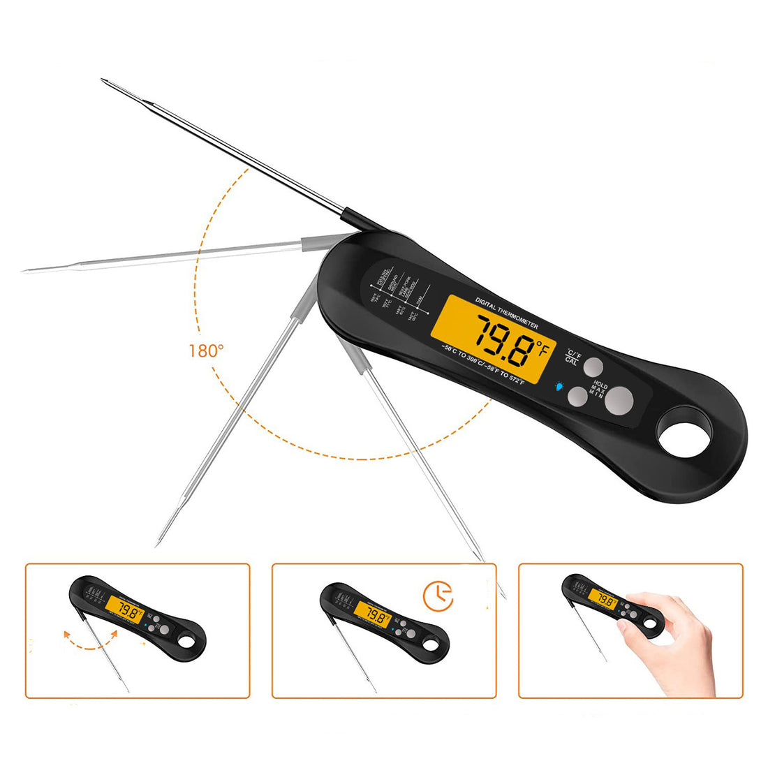 Foldable Waterproof Electronic Oven Thermometer