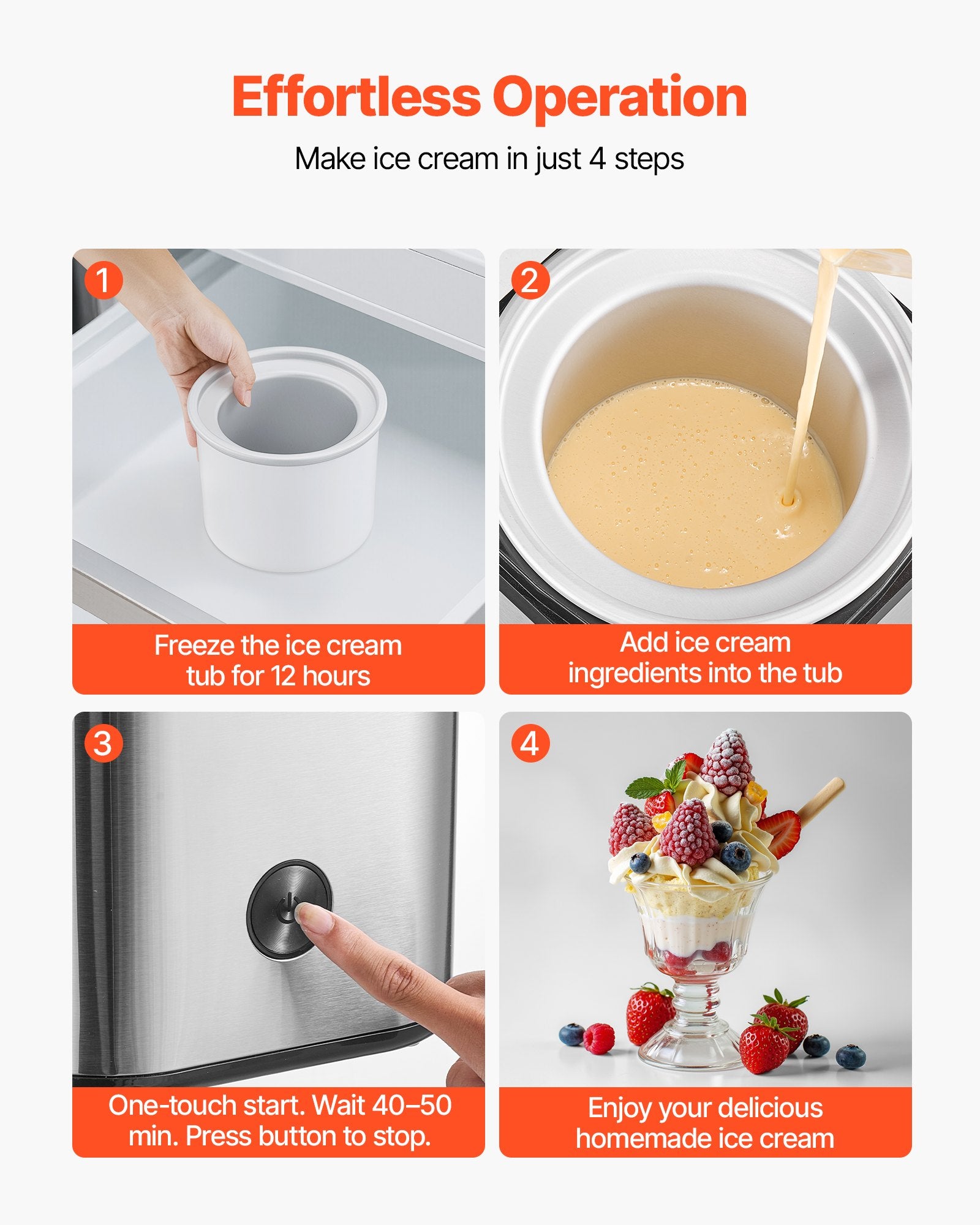 2.11 Qt Stainless Steel Electric Ice Cream Maker