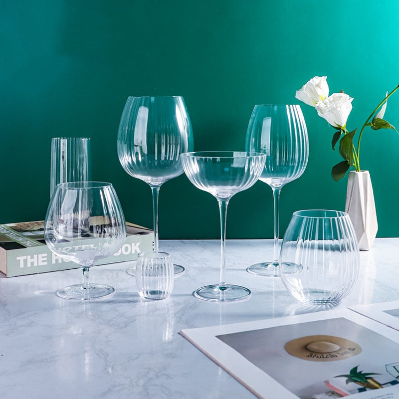 Luxury Wine Glass with Striped Pattern - Several Options