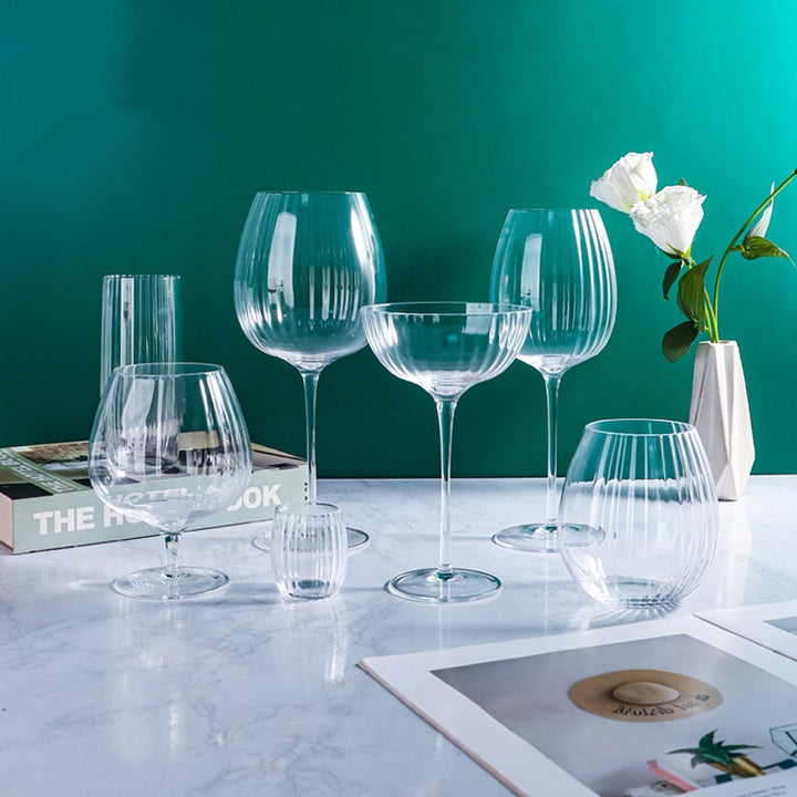 Luxury Wine Glass with Striped Pattern - Several Options
