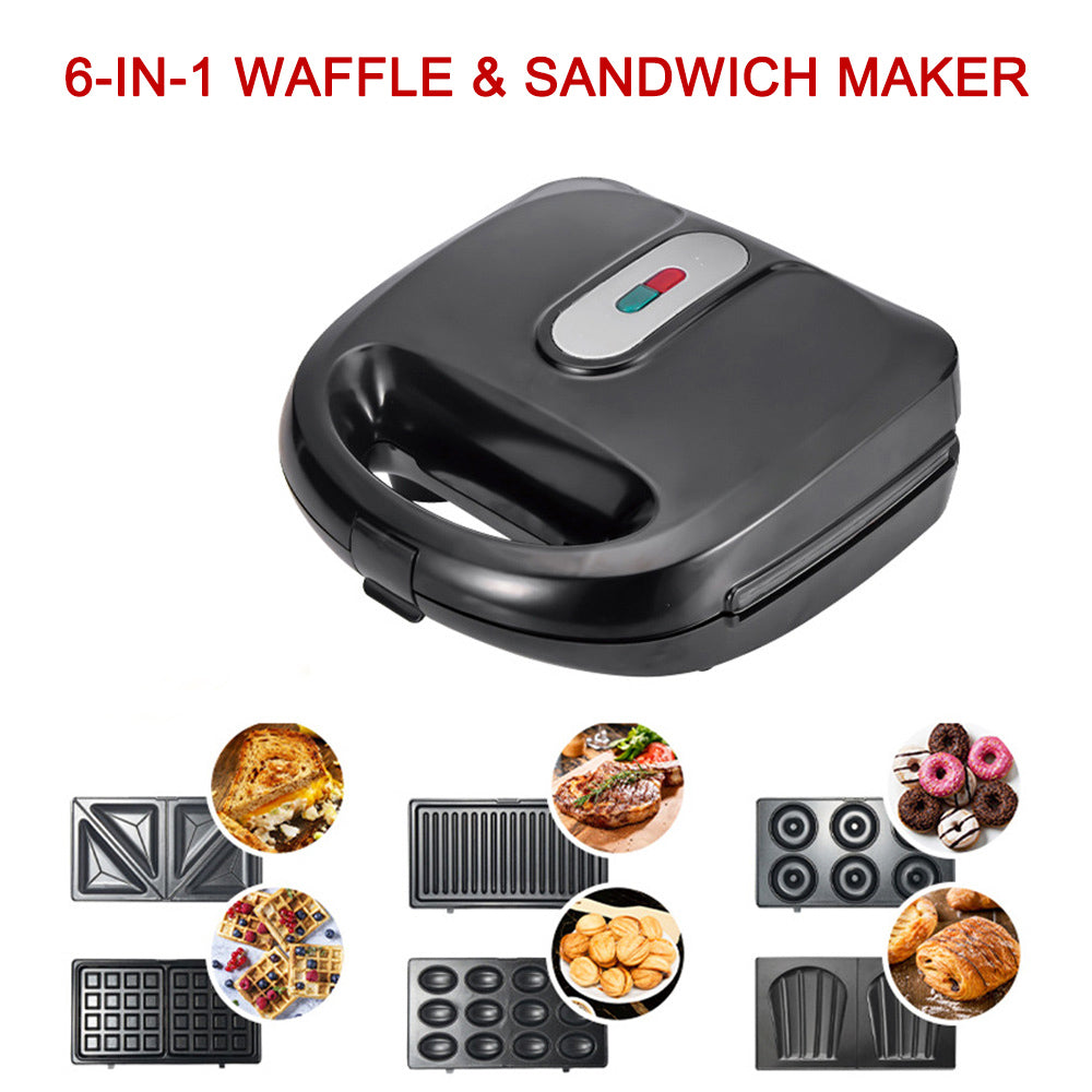 Waffle Maker with Six or Three Changeable Plates