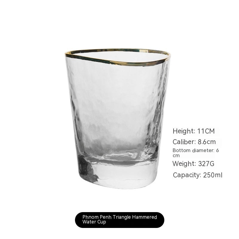 Nordic Luxury Golden Trim Hammered Wine Glass
