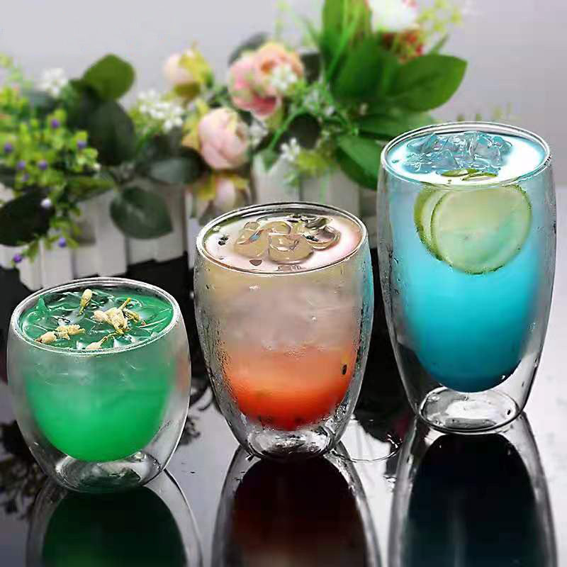 Creative Egg Shaped Double Layer Insulated Glass Cup Set