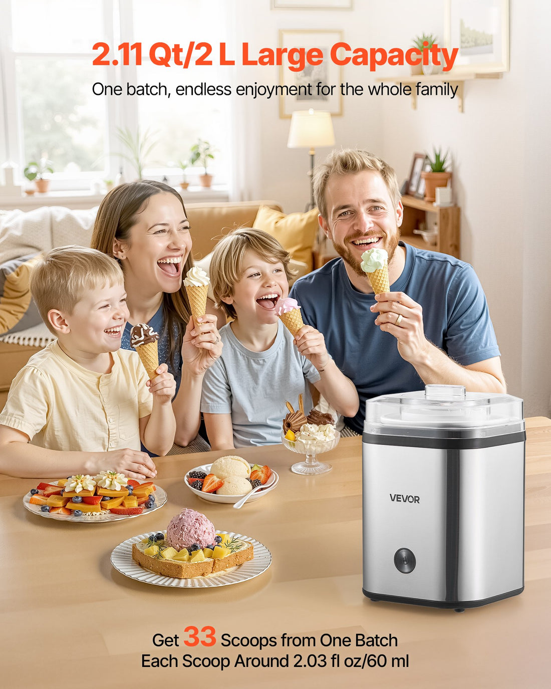 2.11 Qt Stainless Steel Electric Ice Cream Maker